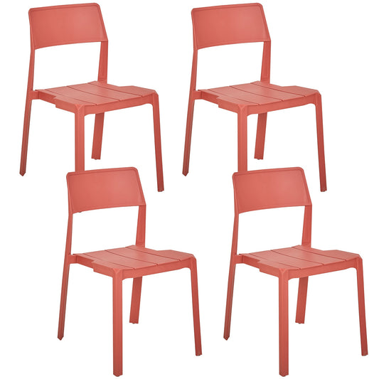 Vecelo Red Stackable Dining Chairs Plastic Armless Modern Stylish Design Versatile Seating for Kitchen Dining Room Cafe Patio Events or Contemporary Indoor Outdoor Spaces