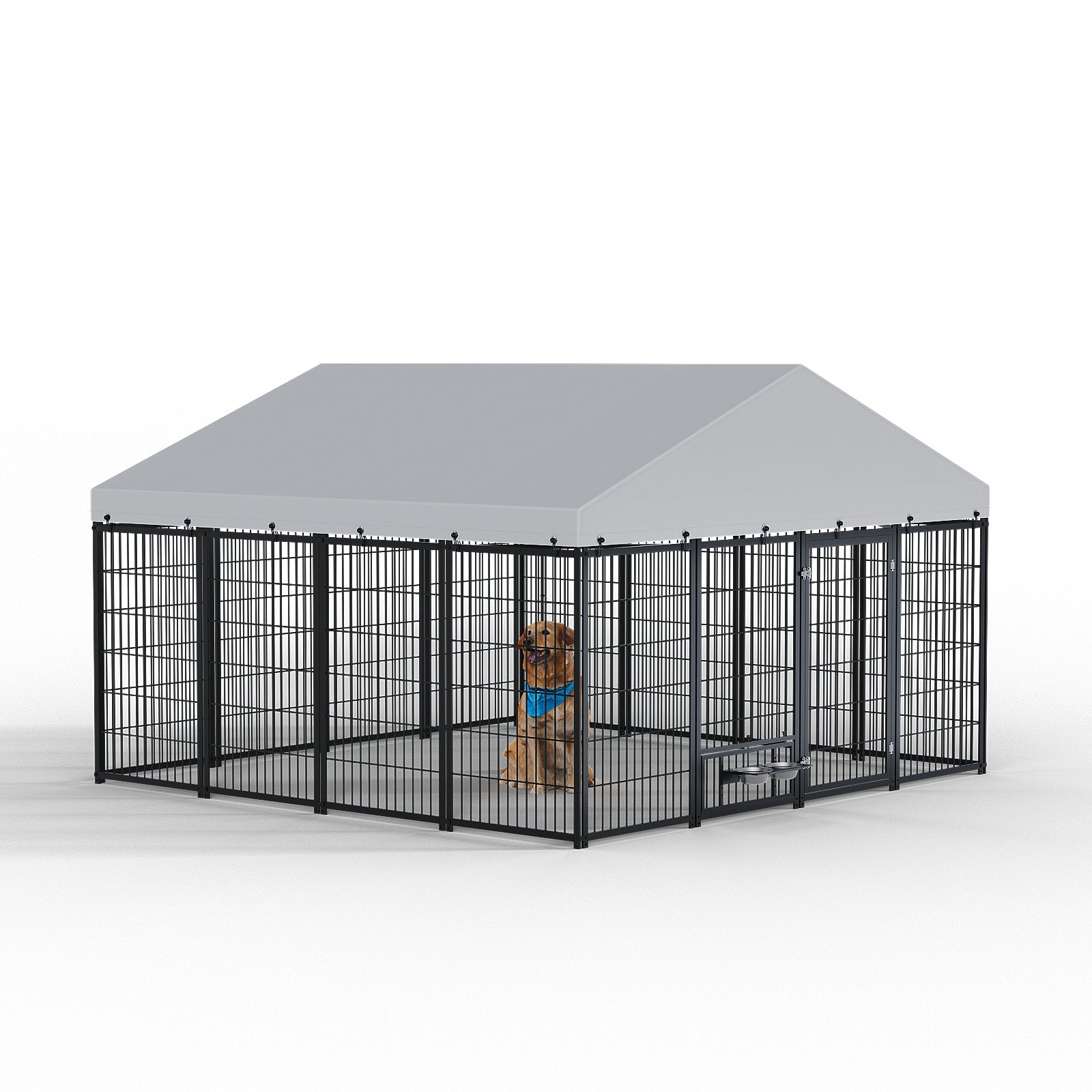 Tatayosi Large Dog Kennel Outdoor Pet Pens Dogs Run Enclosure Animal Hutch Metal Coop Fence with Roof Cover