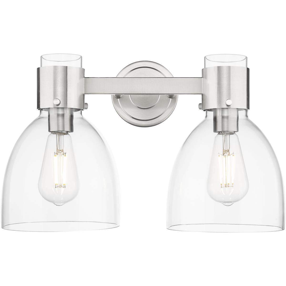 Innovations Lighting  464-2W-SN-G464D-7CL Lawton Bell Bathroom Vanity Light Satin Nickel