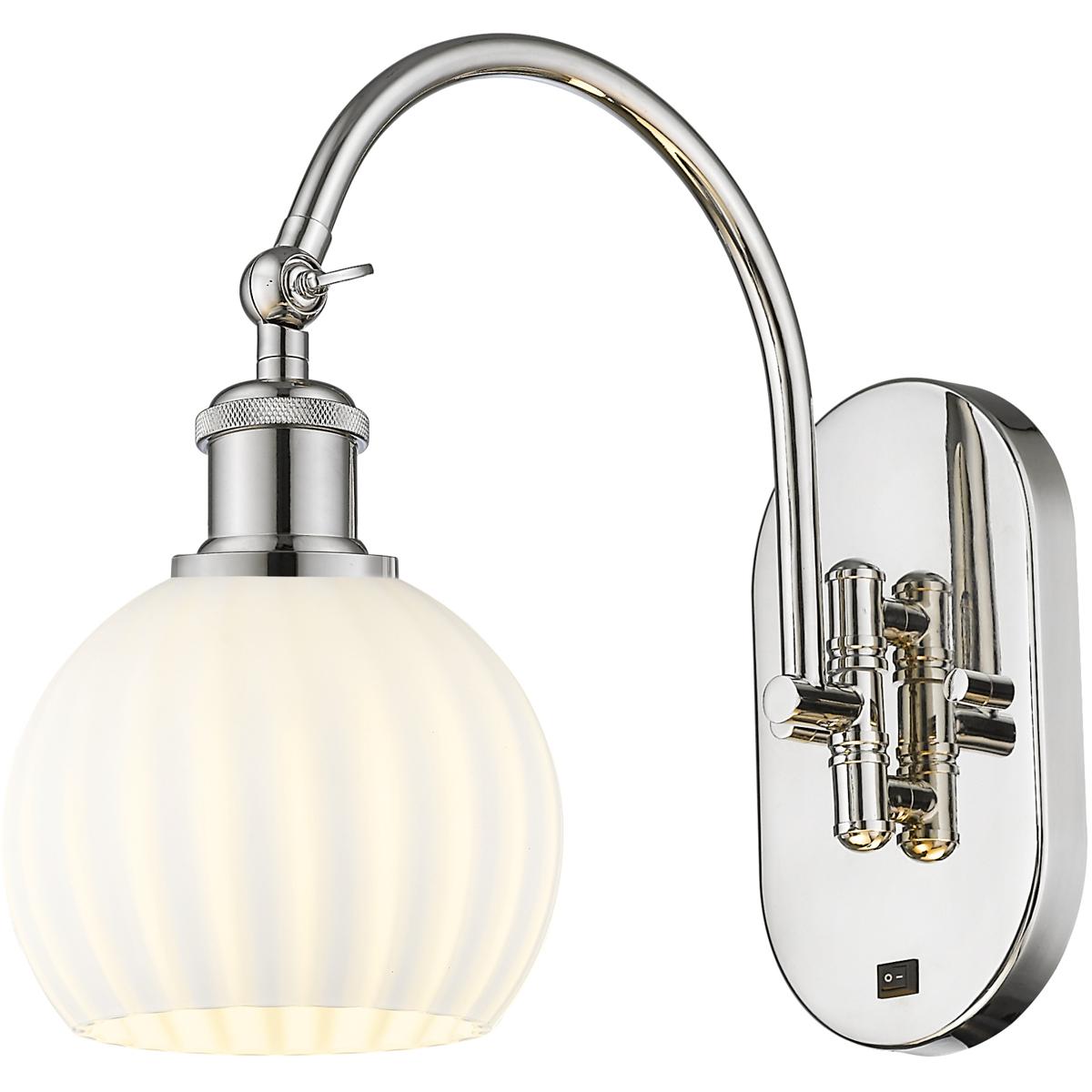 Innovations Lighting  518-1W-PN-G1217-6WV Ballston White Venetian Wall Sconce Polished Nickel