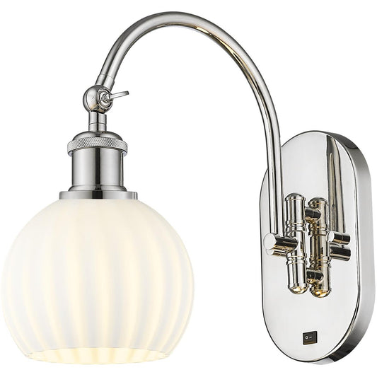 Innovations Lighting  518-1W-PN-G1217-6WV Ballston White Venetian Wall Sconce Polished Nickel