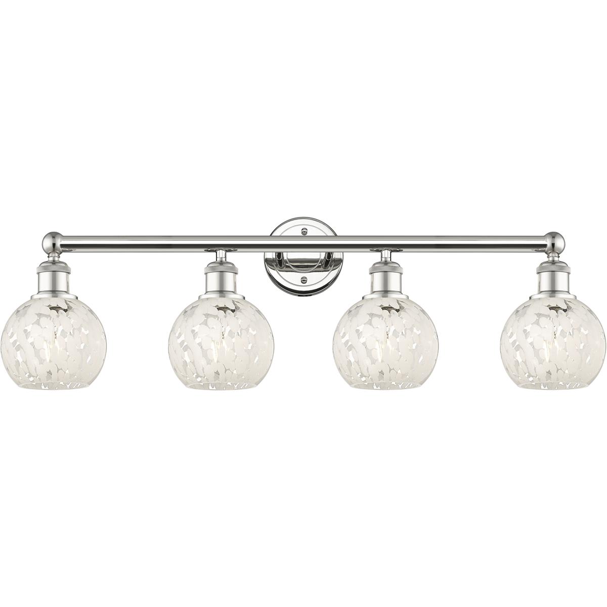 Innovations Lighting  616-4W-PN-G1216-6WM Edison White Mouchette Bathroom Vanity Light