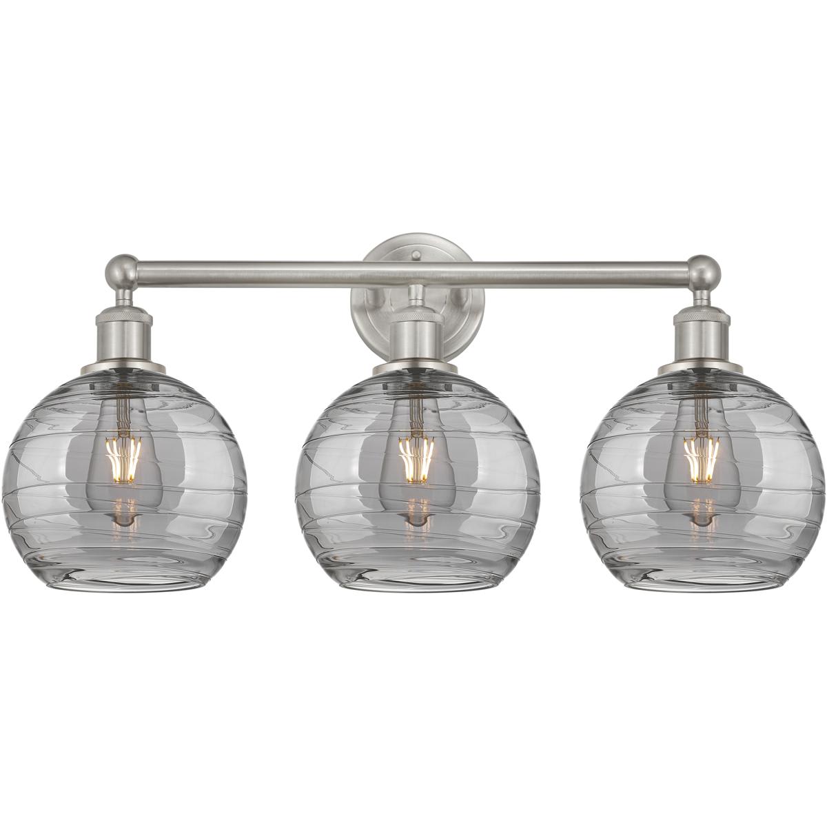 Innovations Lighting  616-3W-SN-G1213-8SM Edison Athens Deco Swirl Bathroom Vanity Light Satin Nickel