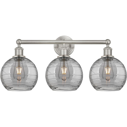 Innovations Lighting  616-3W-SN-G1213-8SM Edison Athens Deco Swirl Bathroom Vanity Light Satin Nickel