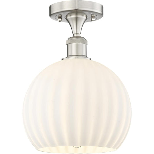 Innovations Lighting  616-1F-SN-G1217-10WV Edison White Venetian Semi-Flush Mount