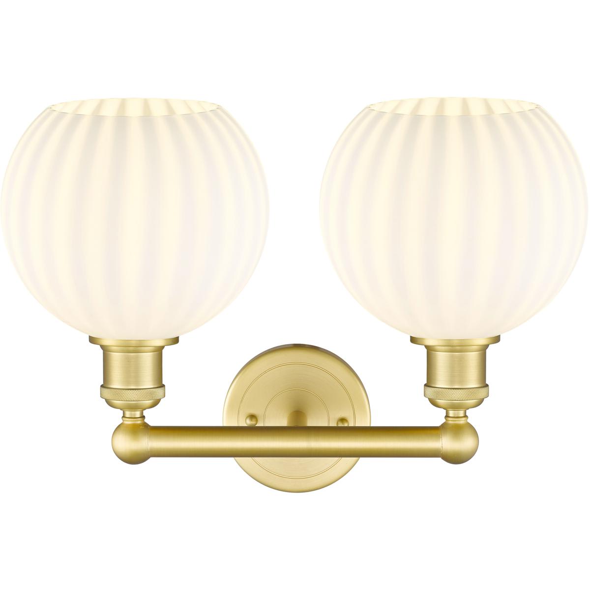 Innovations Lighting  616-2W-SG-G1217-8WV Edison White Venetian Bathroom Vanity Light Satin Gold