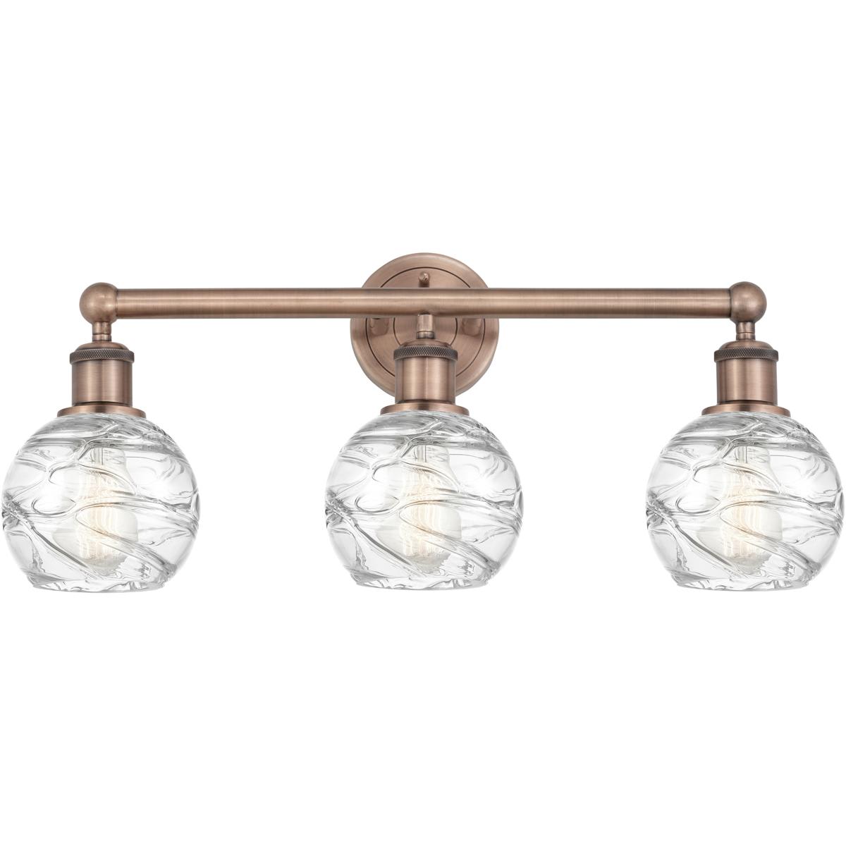 Innovations Lighting  616-3W-AC-G1213-6 Athens Deco Swirl Bathroom Vanity Light Antique Copper