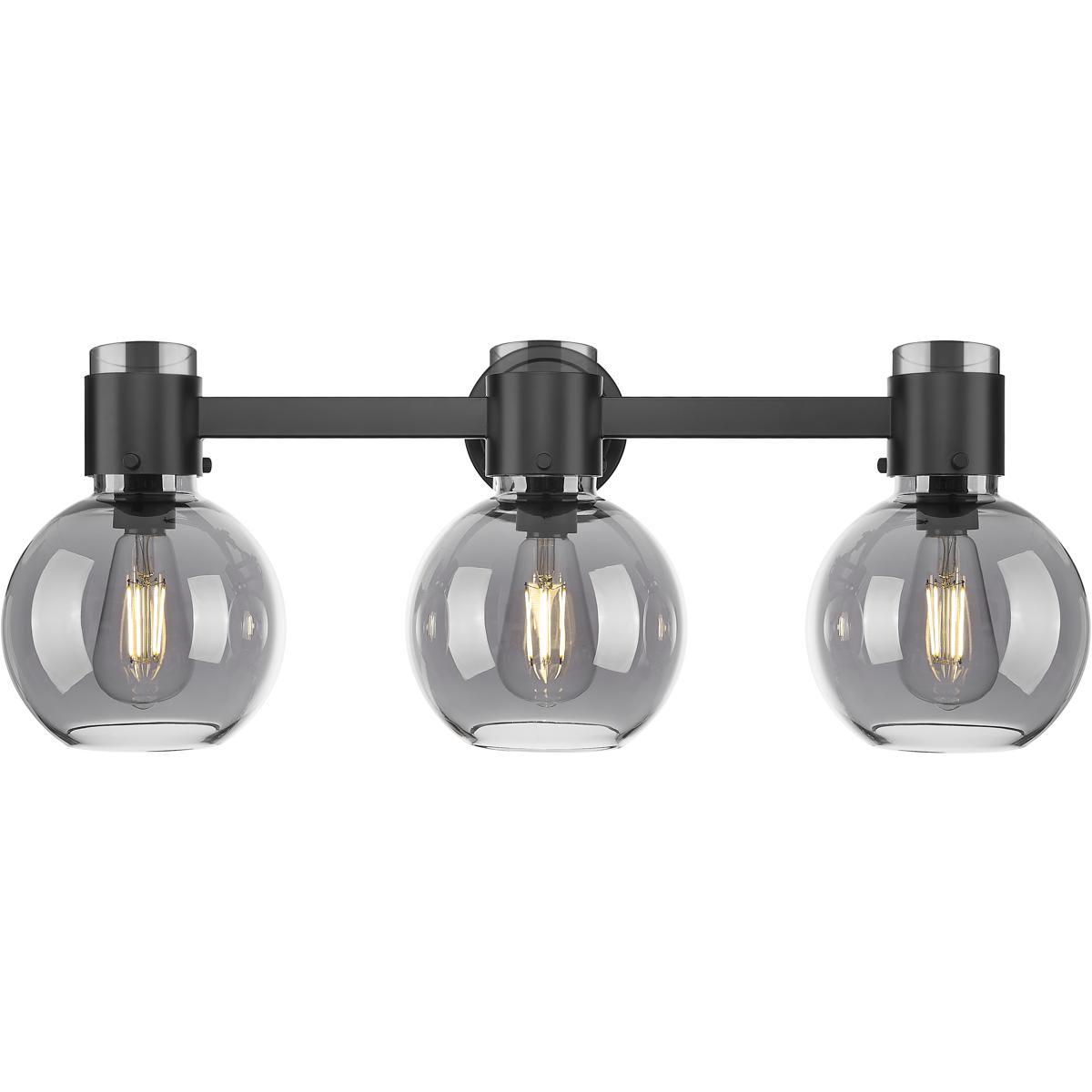 Innovations Lighting  464-3W-BK-G464B-7SM Lawton Sphere Bathroom Vanity Light Matte Black