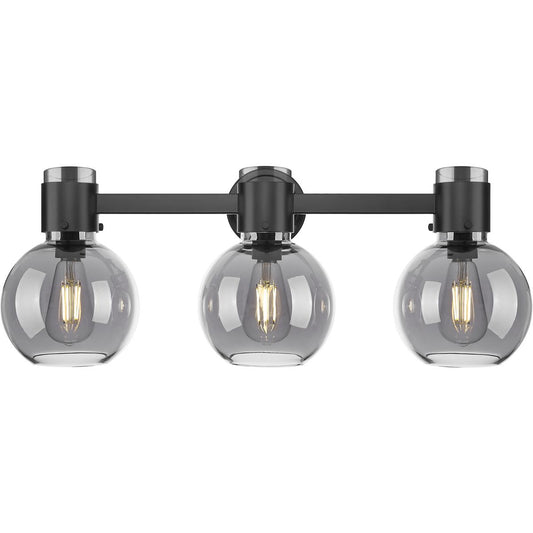 Innovations Lighting  464-3W-BK-G464B-7SM Lawton Sphere Bathroom Vanity Light Matte Black