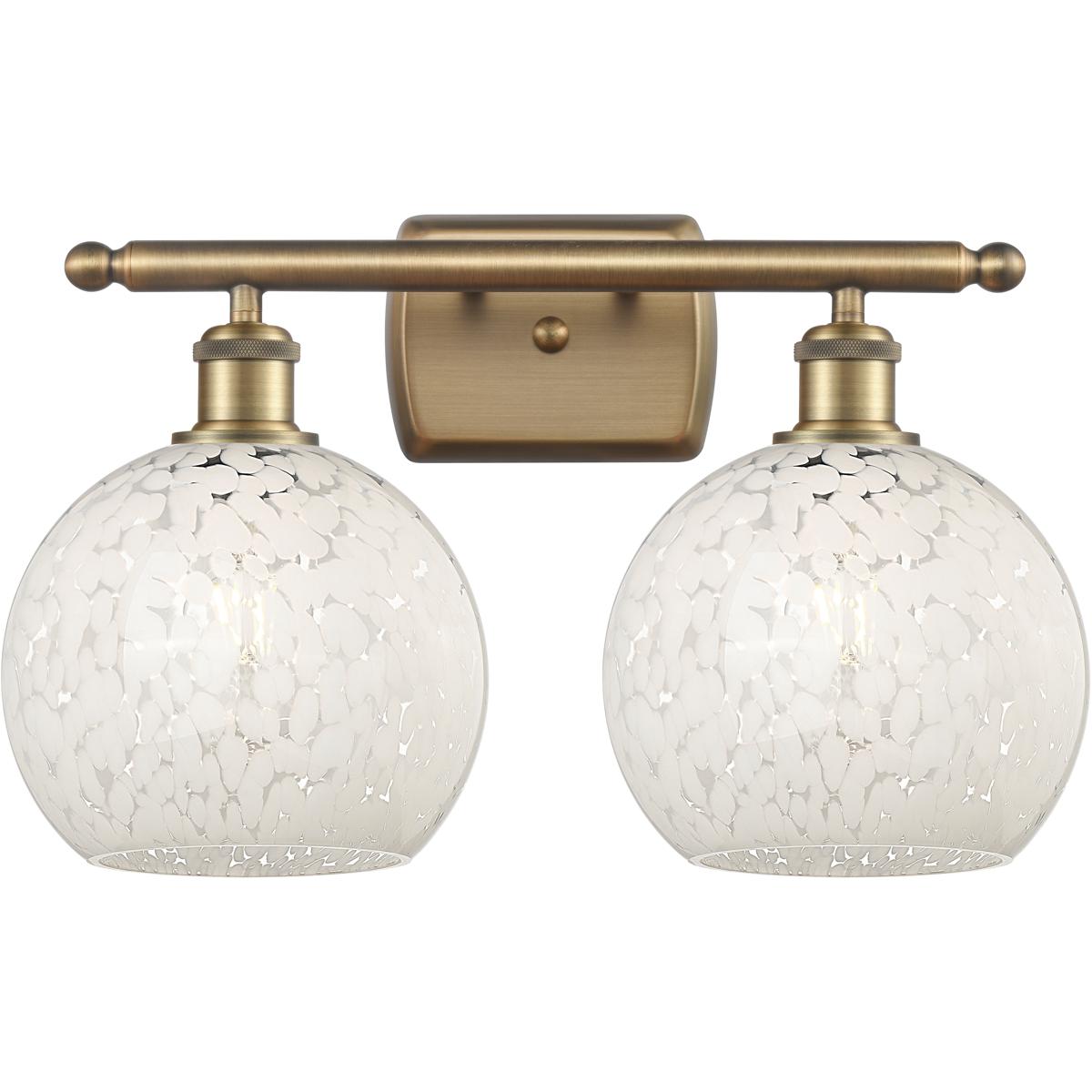 Innovations Lighting  516-2W-BB-G1216-8WM Ballston White Mouchette Bathroom Vanity Light