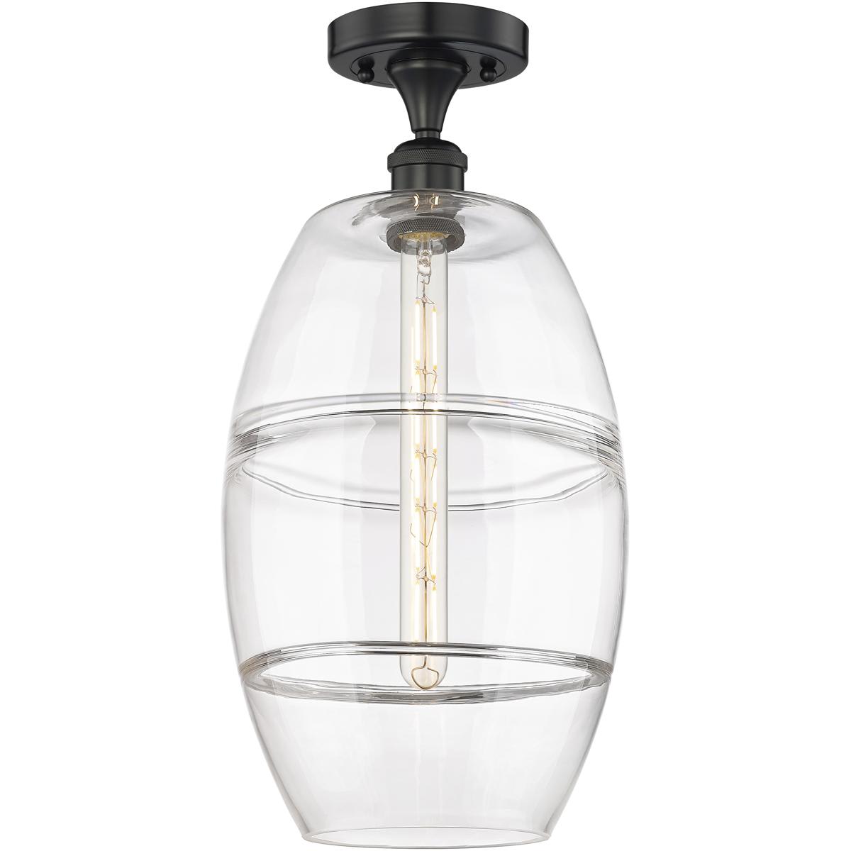 Innovations Lighting  616-1F-BK-G557-10CL Edison Vaz Semi-Flush Mount Matte Black