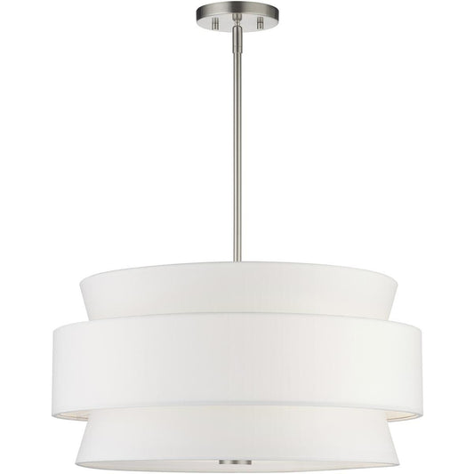 Livex Lighting  60025-91 Fontana 5 Light 22 inch Brushed Nickel Pendant Chandelier Ceiling Light