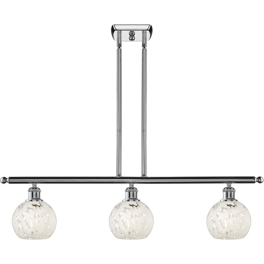 Innovations Lighting  516-3I-PC-G1216-6WM Ballston White Mouchette Island Light Polished Chrome