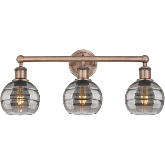 Innovations Lighting  616-3W-AC-G556-6SM Edison Rochester Bathroom Vanity Light Antique Copper