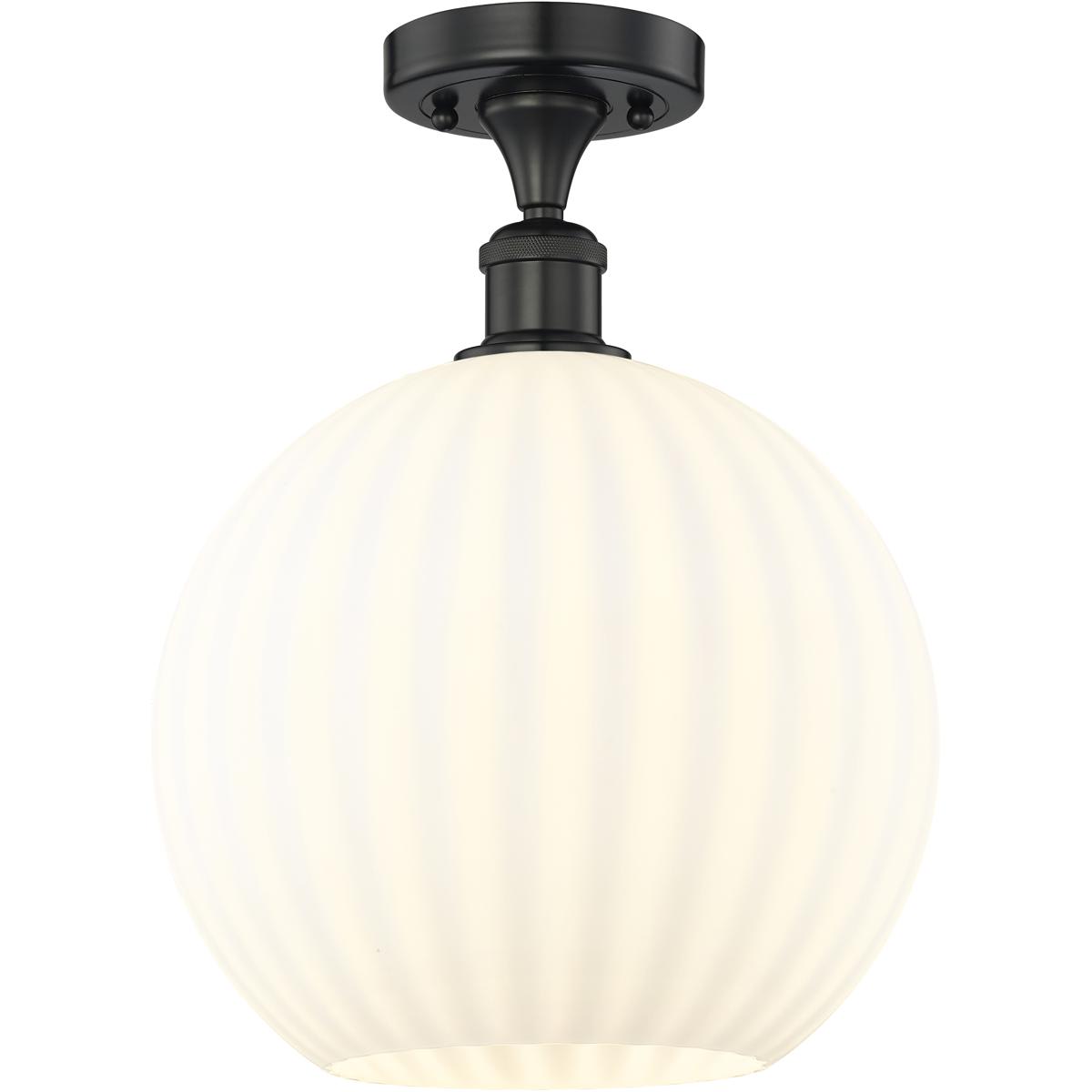 Innovations Lighting  616-1F-BK-G1217-12WV Edison White Venetian Semi-Flush Mount Matte Black