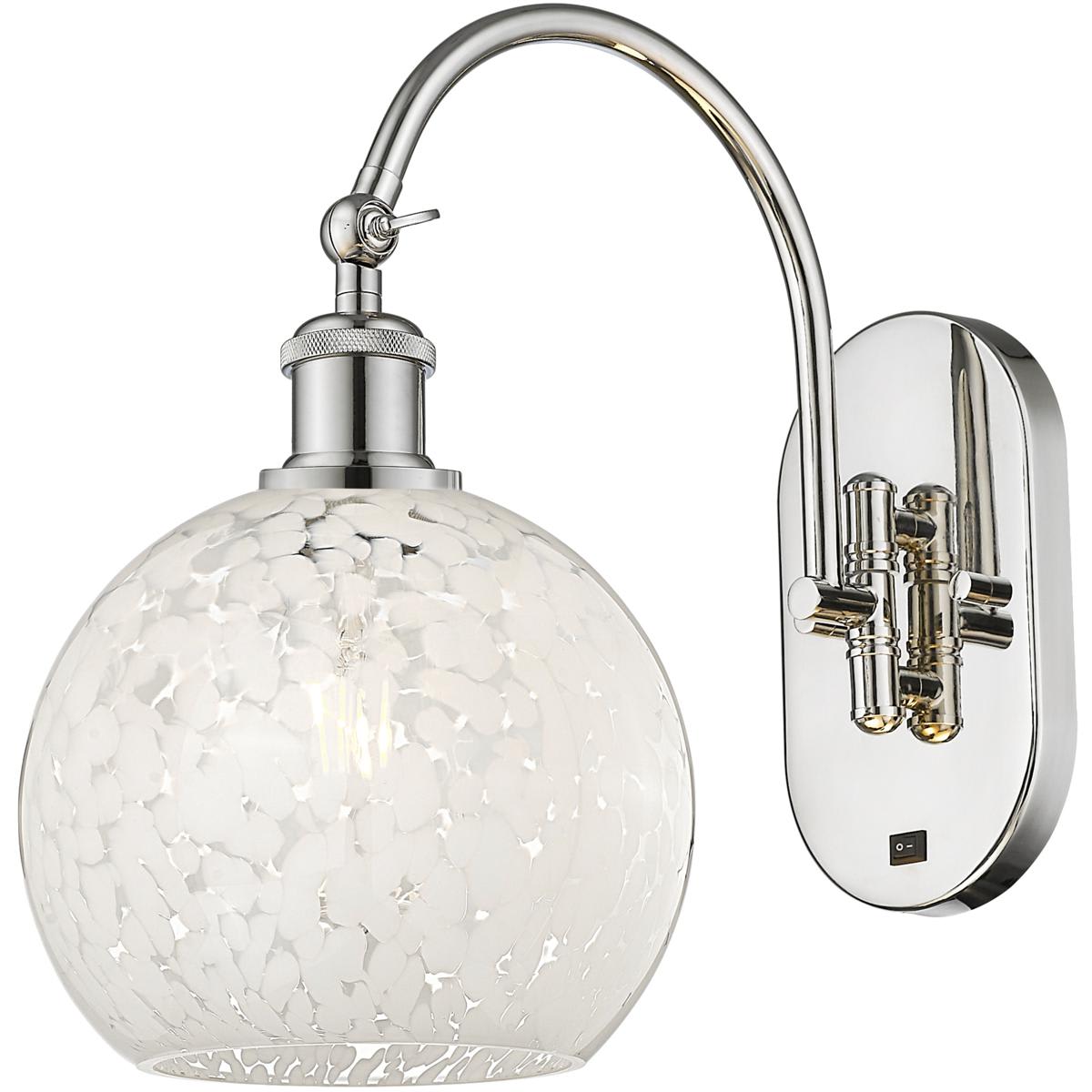 Innovations Lighting  518-1W-PN-G1216-8WM Ballston White Mouchette Wall Sconce Polished Nickel
