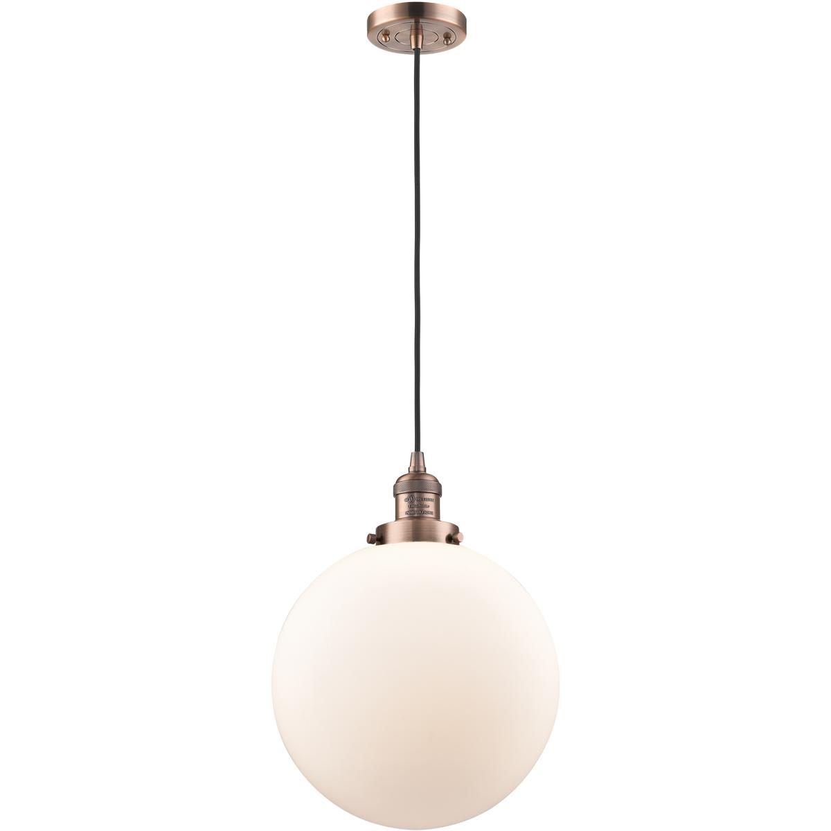 Innovations Lighting  201C-AC-G201-12 Franklin Restoration Beacon Mini Pendant Antique Copper