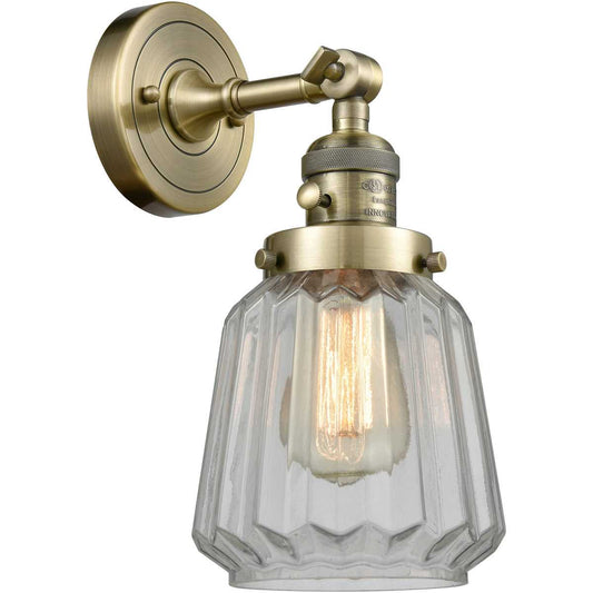 Innovations Lighting  203SW-AB-G142-LED Franklin Restoration Chatham Wall Sconce Antique Brass