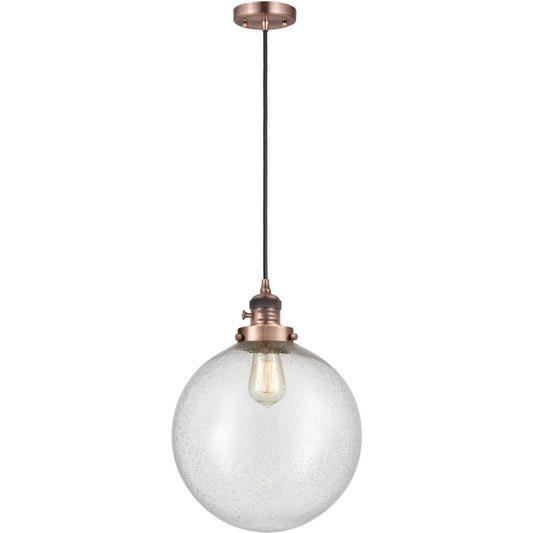 Innovations Lighting  201CSW-AC-G204-12 Franklin Restoration Beacon Mini Pendant Antique Copper