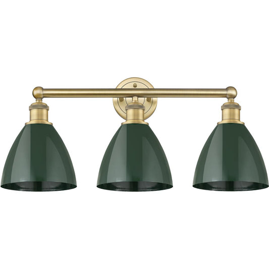 Innovations Lighting  616-3W-BB-MBD-75-GR Plymouth Dome Bathroom Vanity Light Brushed Brass