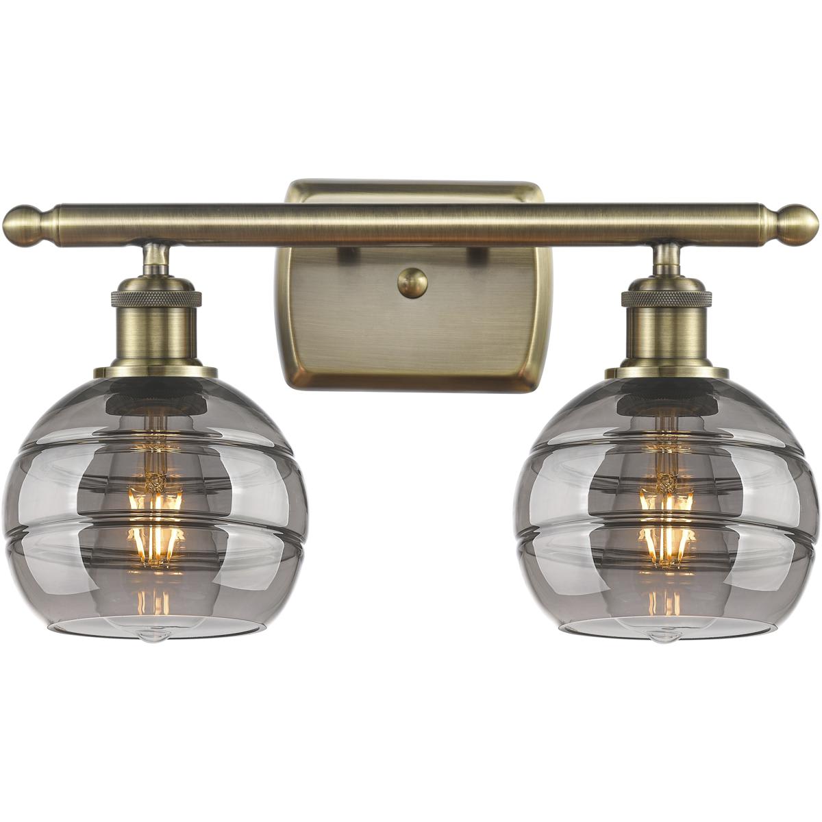 Innovations Lighting  516-2W-AB-G556-6SM Ballston Rochester Bathroom Vanity Light Antique Brass