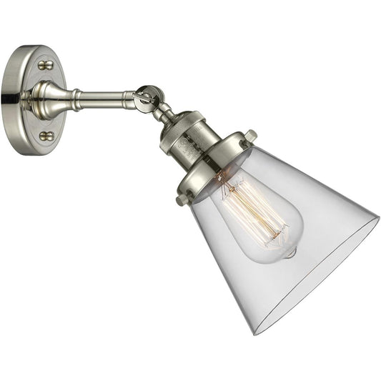 Innovations Lighting  203-PN-G62-LED Franklin Restoration Small Cone Wall Sconce Polished Nickel