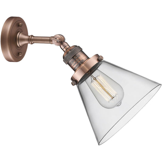 Innovations Lighting  203-AC-G42-LED Franklin Restoration Large Cone Wall Sconce Antique Copper