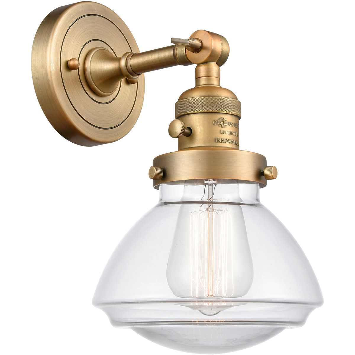 Innovations Lighting  203SW-BB-G322-LED Franklin Restoration Olean Wall Sconce Brushed Brass