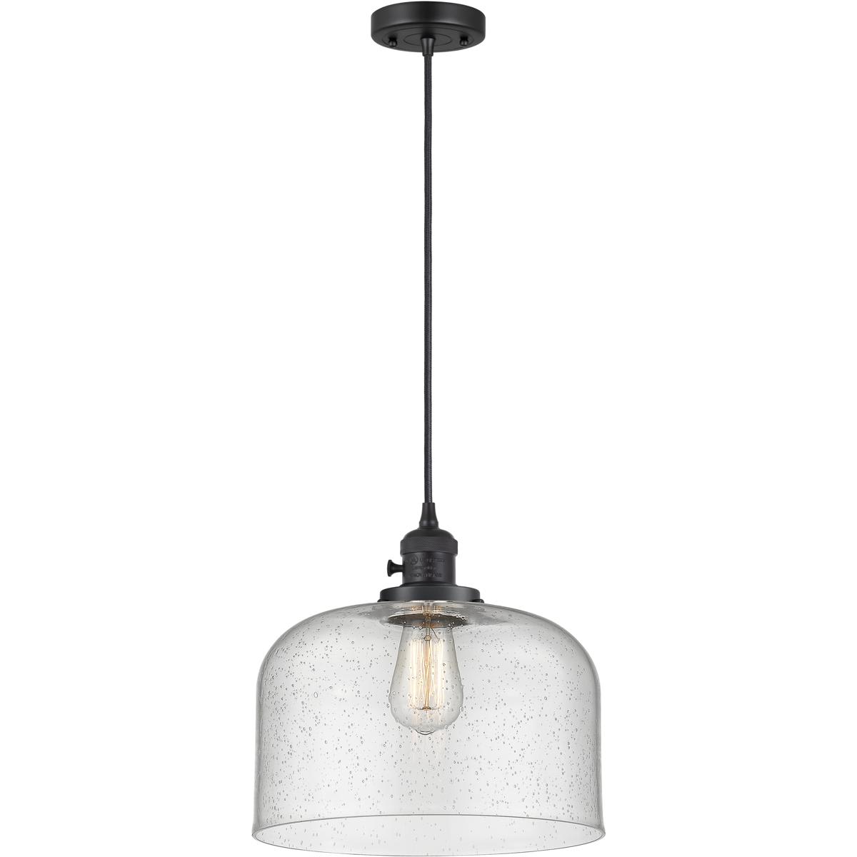Innovations Lighting  201CSW-BK-G74-L Franklin Restoration Bell Mini Pendant Matte Black