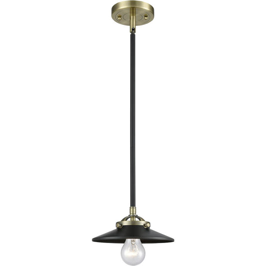 Innovations Lighting  284-1S-BAB-M6-BK-LED Nouveau Railroad Mini Pendant Black Antique Brass