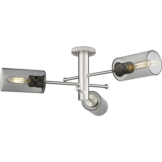 Innovations Lighting  434-3F-SN-G434-7SM Crown Point Flush Mount Satin Nickel
