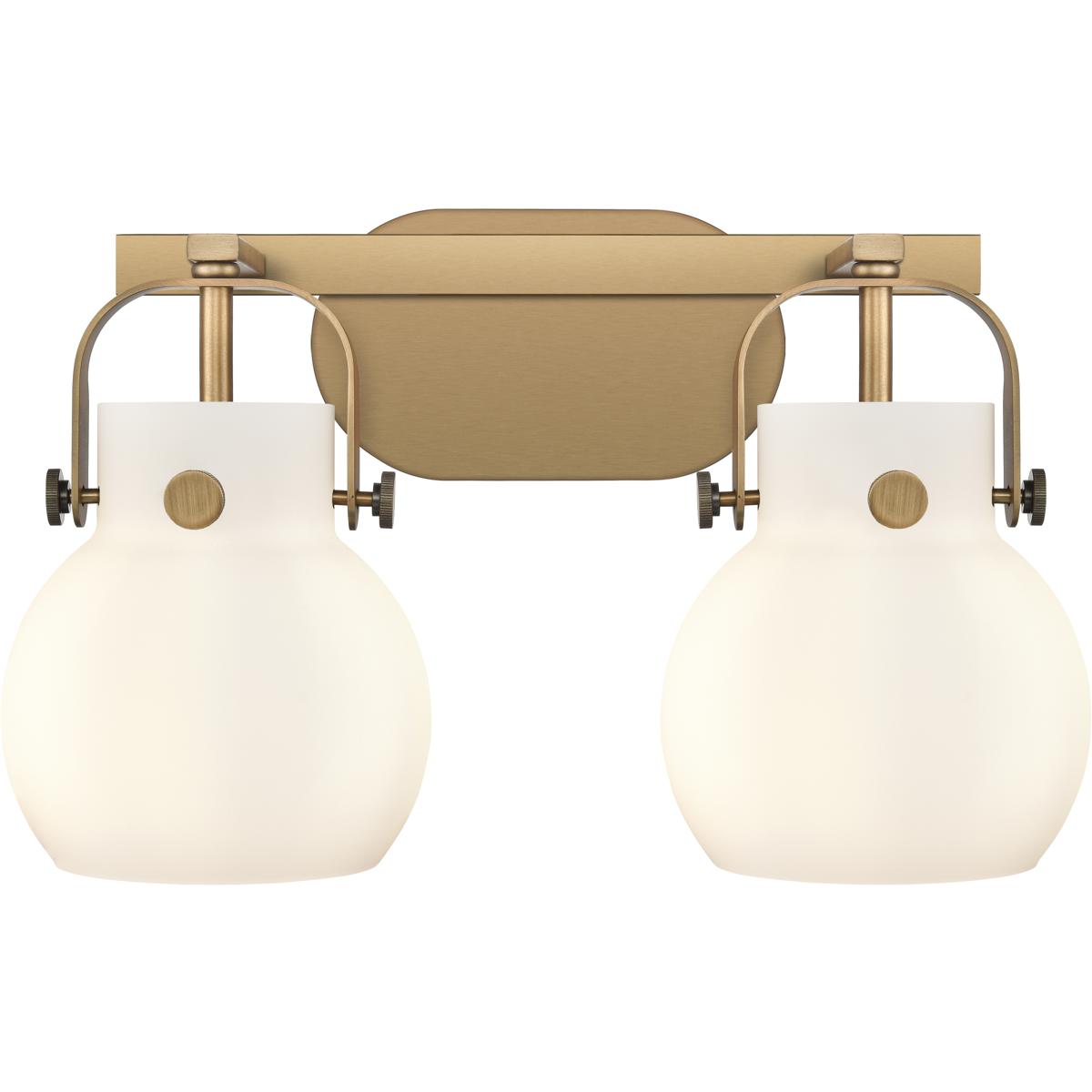 Innovations Lighting  423-2W-BB-G410-6WH Pilaster II Sphere Bathroom Vanity Light Brushed Brass