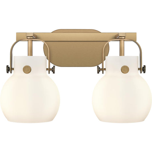 Innovations Lighting  423-2W-BB-G410-6WH Pilaster II Sphere Bathroom Vanity Light Brushed Brass