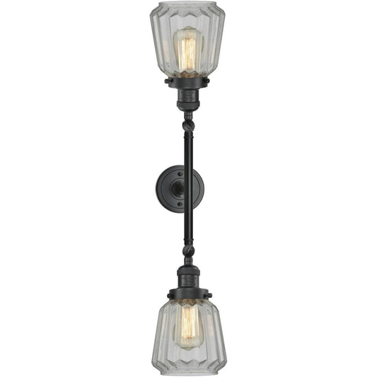 Innovations Lighting  208-BK-G142-LED Franklin Restoration Chatham Bathroom Vanity Light Matte Black