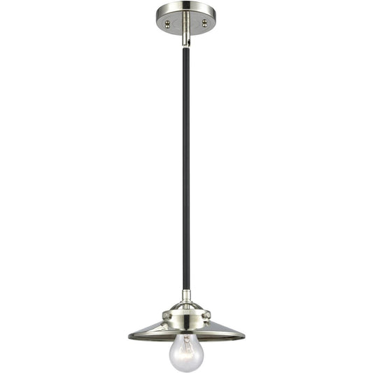 Innovations Lighting  284-1S-BPN-M1-PN-LED Nouveau Railroad Mini Pendant Black Polished Nickel