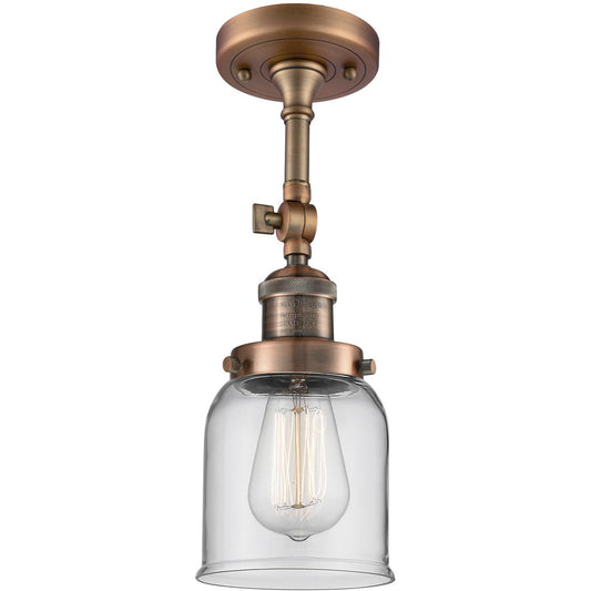Innovations Lighting  201F-AC-G52-LED Franklin Restoration Small Bell Semi-Flush Mount Antique Copper