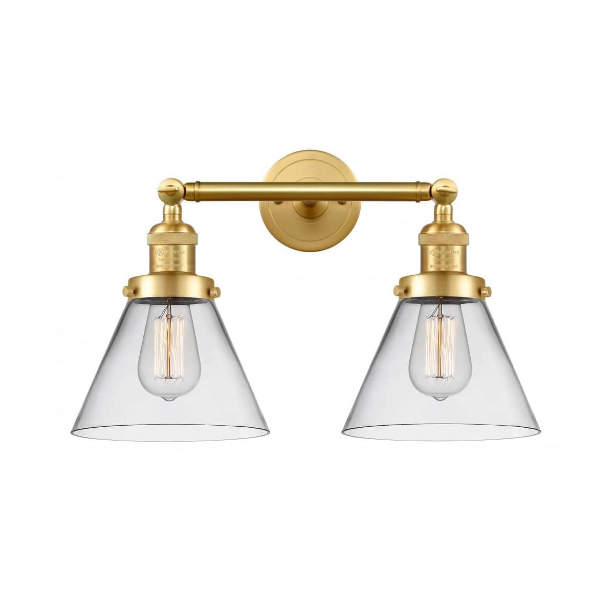 Innovations Lighting  208-SG-G42-LED Franklin Restoration Large Cone Bathroom Vanity Light Satin Gold