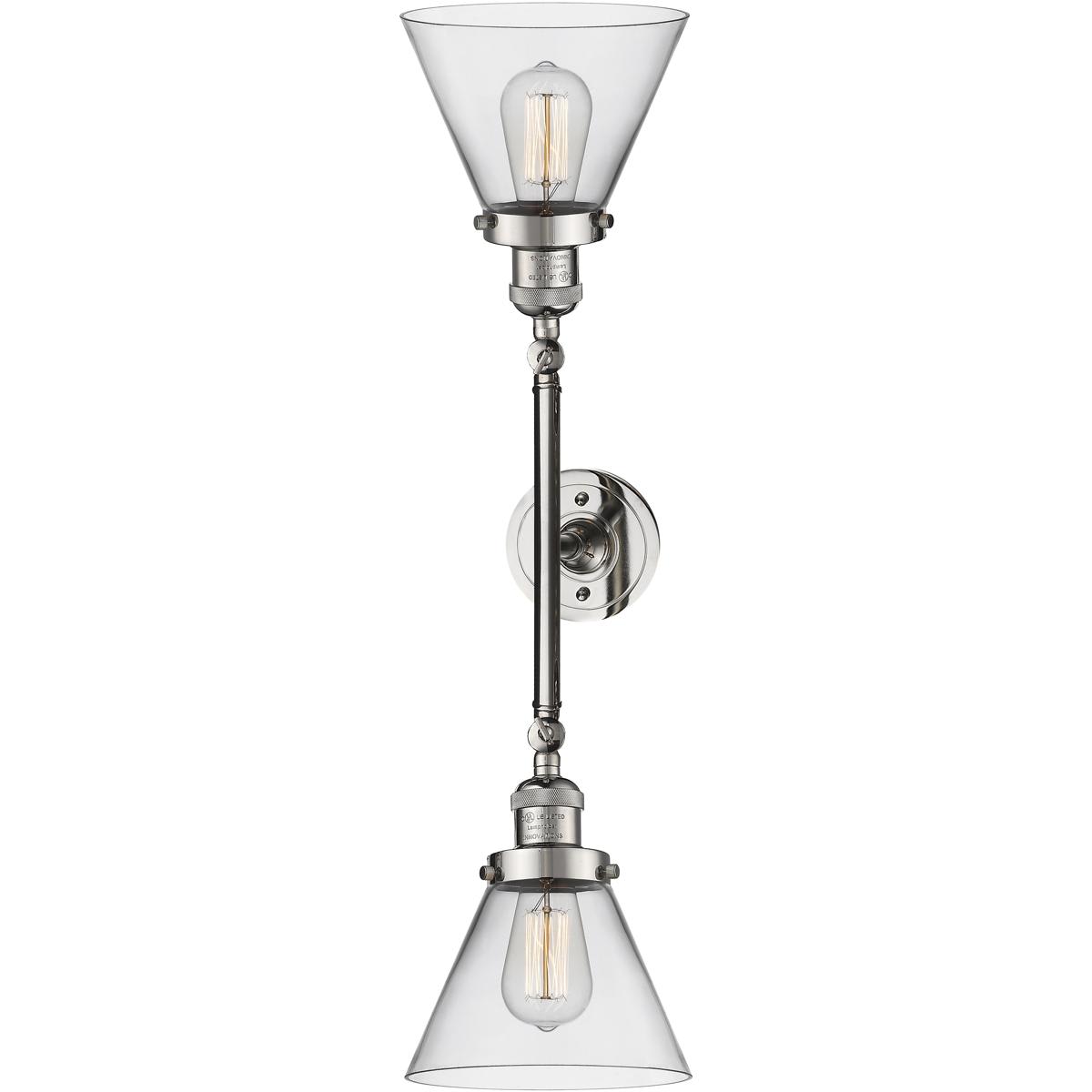 Innovations Lighting  208-PN-G42 Franklin Restoration Large Cone Bathroom Vanity Light