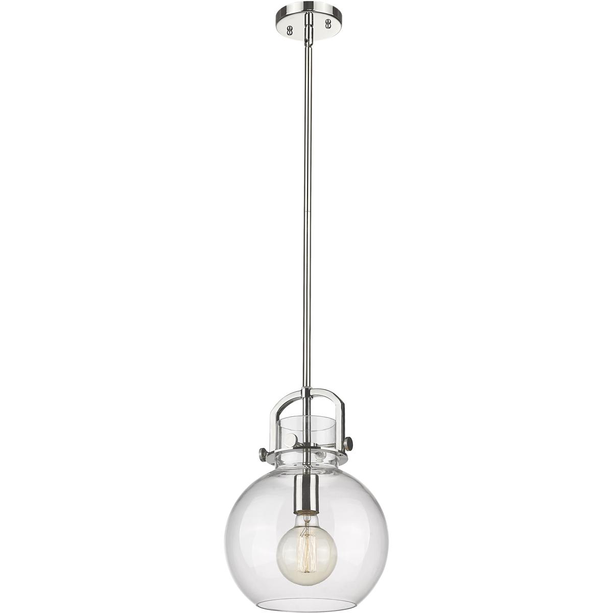 Innovations Lighting  410-1SM-PN-G410-10CL Newton Sphere Mini Pendant Polished Nickel