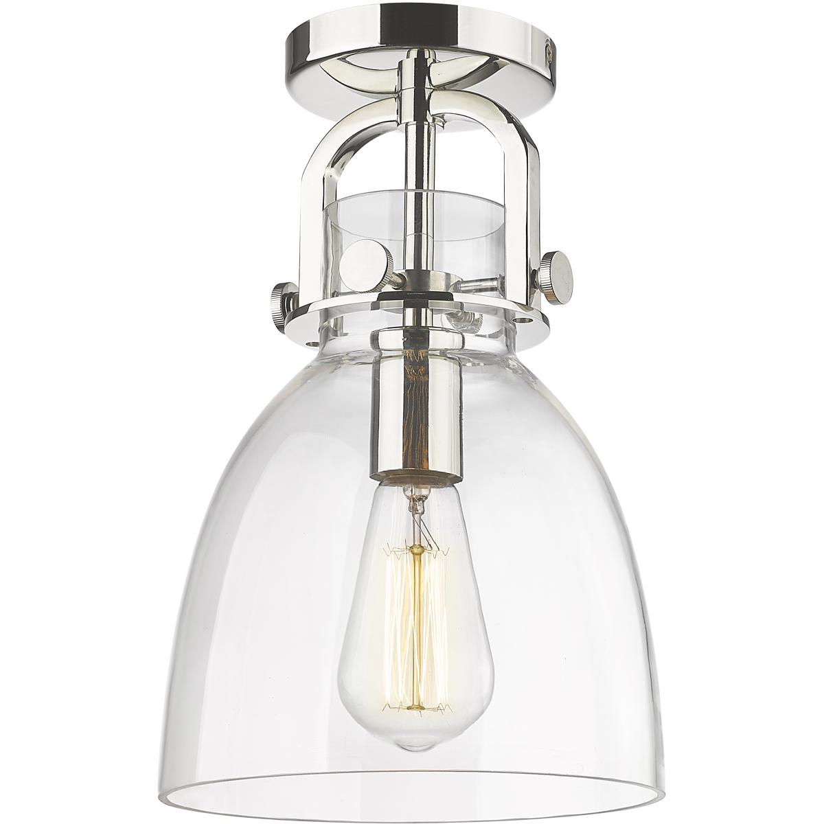 Innovations Lighting  410-1F-PN-G412-8CL Newton Bell Flush Mount Polished Nickel