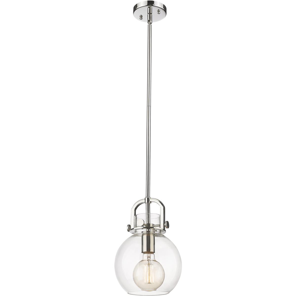 Innovations Lighting  410-1SS-PN-G410-8CL Newton Sphere Mini Pendant Polished Nickel