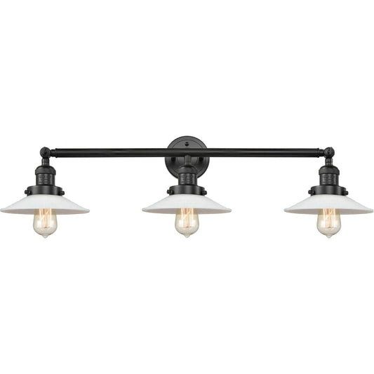 Innovations Lighting  205-BK-G1 Franklin Restoration Halophane Bathroom Vanity Light Matte Black