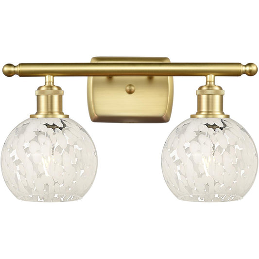 Innovations Lighting  516-2W-SG-G1216-6WM Ballston White Mouchette Bathroom Vanity Light Satin Gold