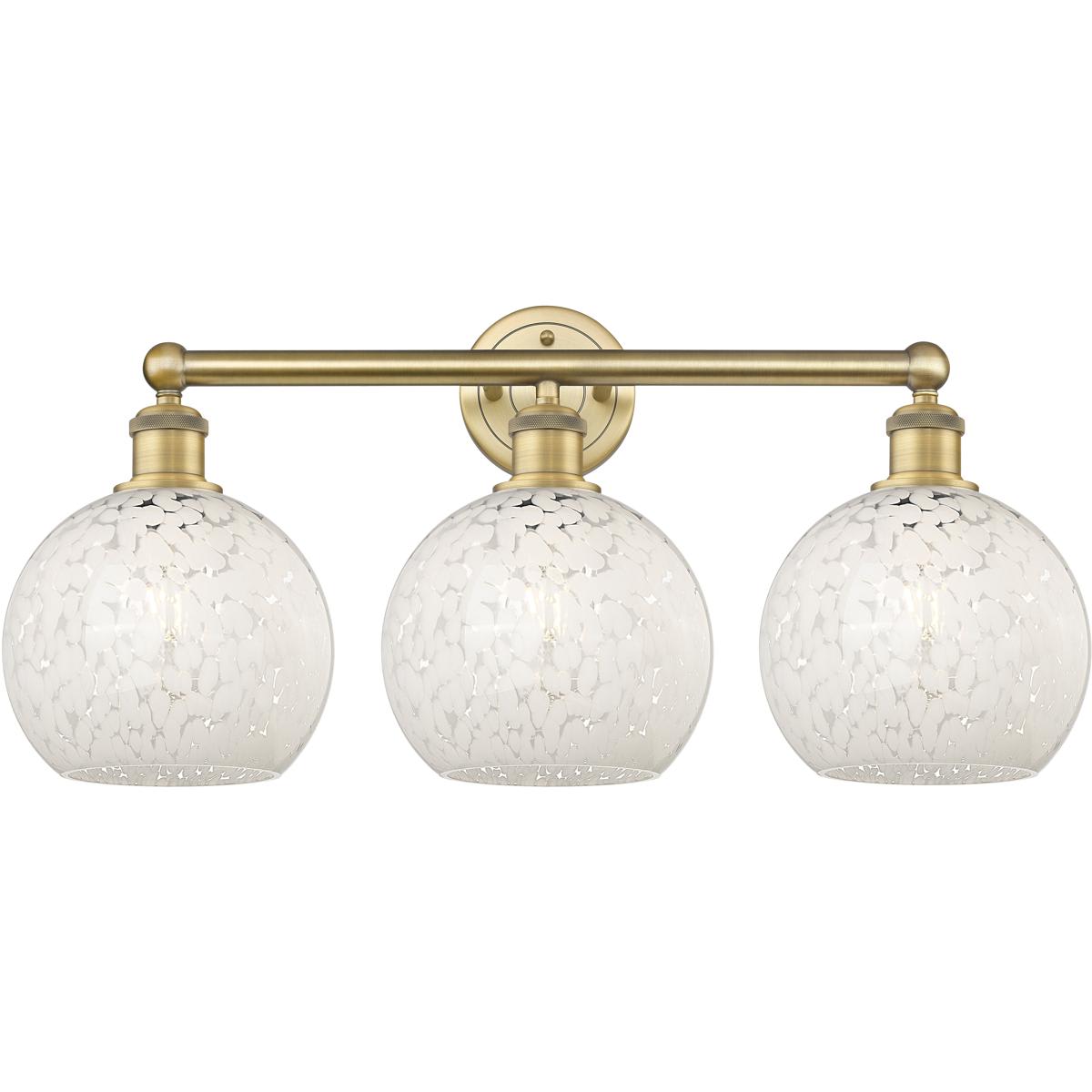 Innovations Lighting  616-3W-BB-G1216-8WM Edison White Mouchette Bathroom Vanity Light Brushed Brass