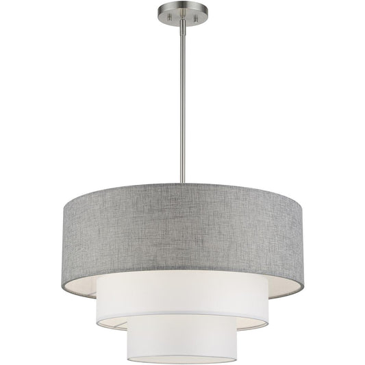 Livex Lighting  60016-91 Brookmeade 4 Light 23 inch Brushed Nickel Pendant Chandelier Ceiling Light