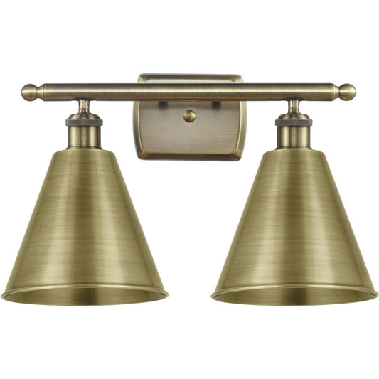 Innovations Lighting  516-2W-AB-MBC-8-AB-LED Ballston Cone Bathroom Vanity Light Antique Brass
