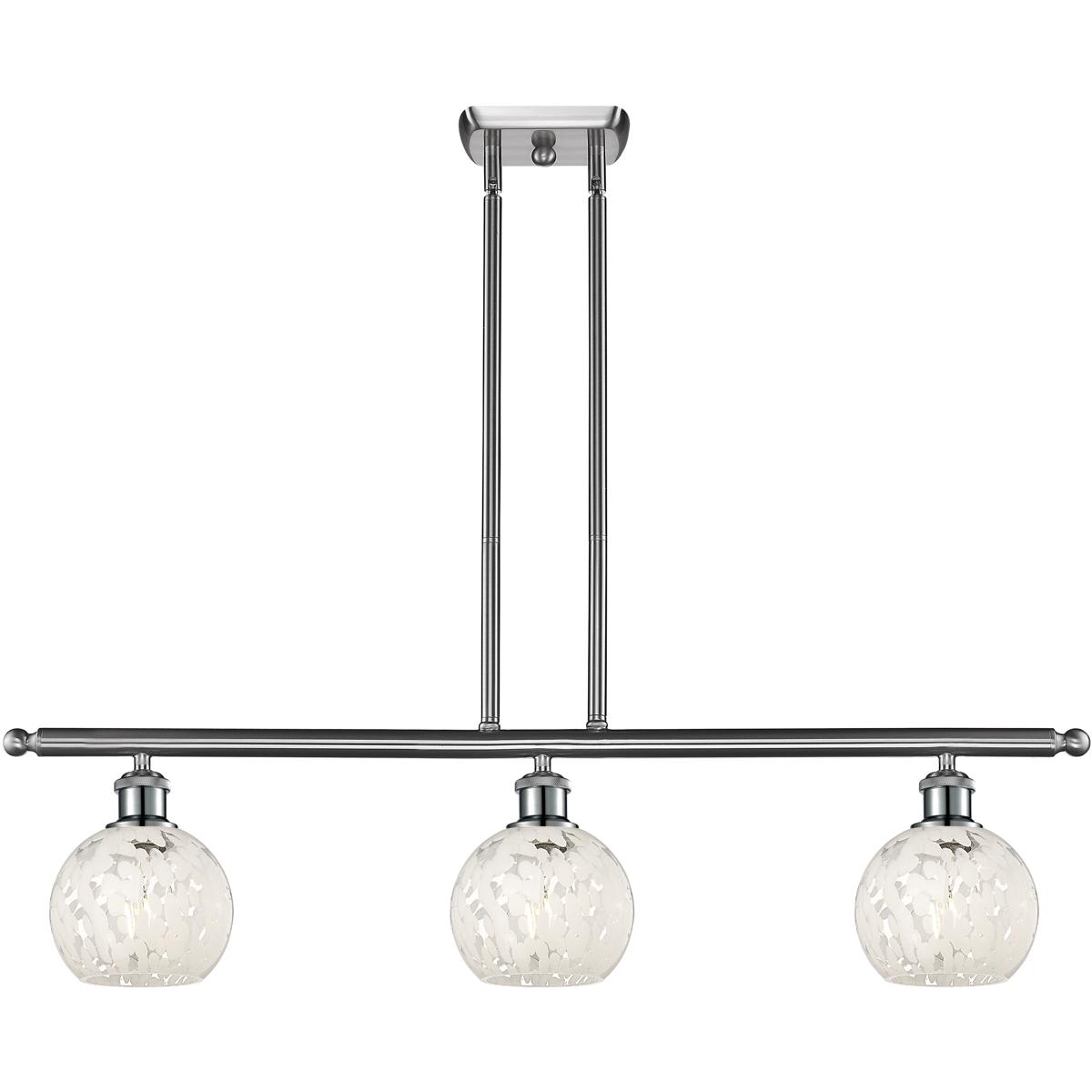 Innovations Lighting  516-3I-SN-G1216-6WM Ballston White Mouchette Island Light Brushed Satin Nickel