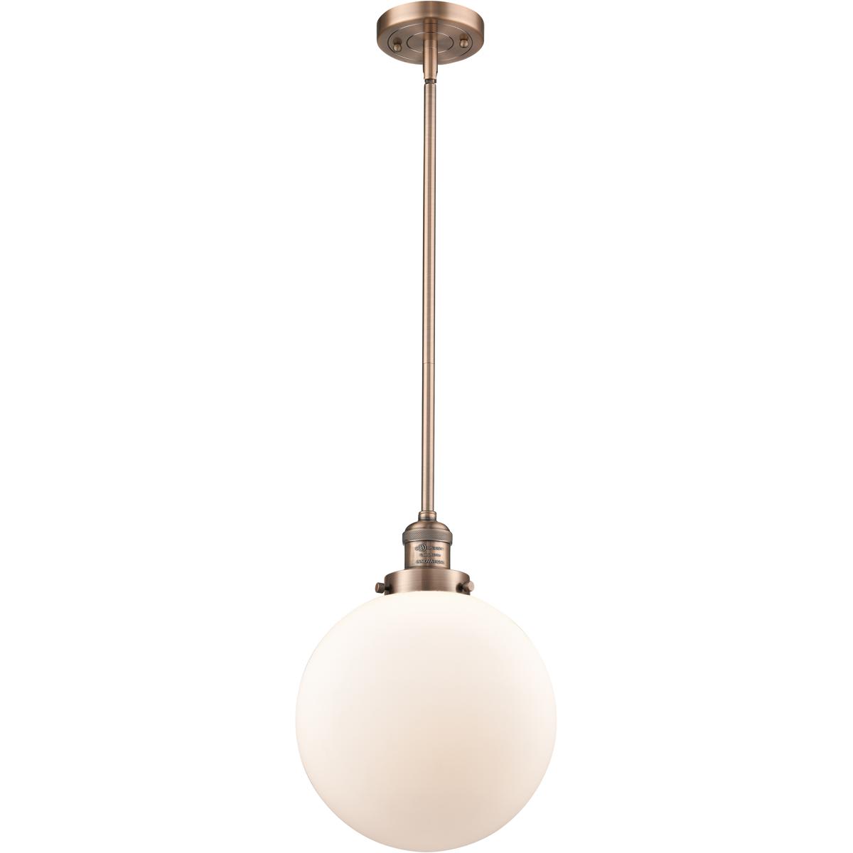 Innovations Lighting  201S-AC-G201-10-LED Franklin Restoration Beacon Mini Pendant Antique Copper