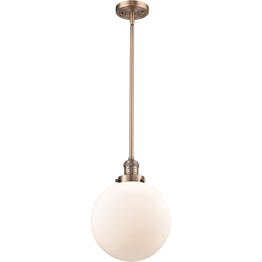 Innovations Lighting  201S-AC-G201-10-LED Franklin Restoration Beacon Mini Pendant Antique Copper