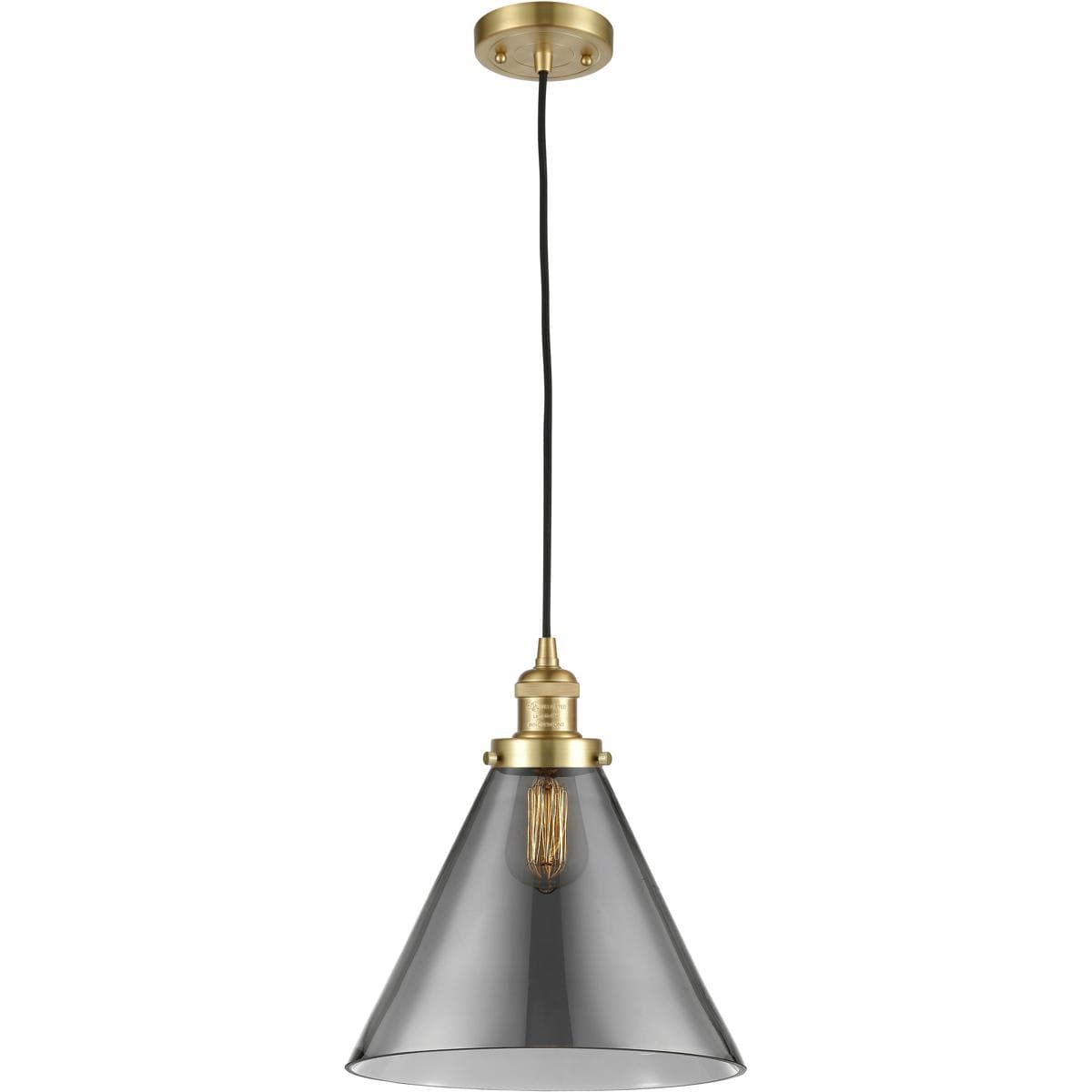 Innovations Lighting  201C-SG-G43-L-LED Franklin Restoration Cone Mini Pendant Satin Gold